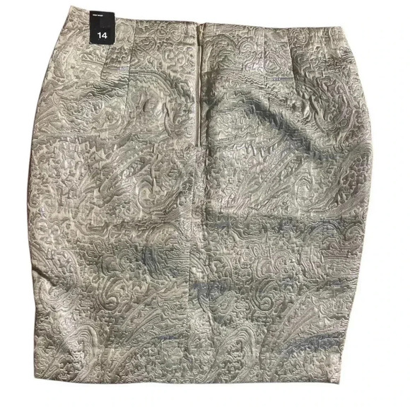 THE LIMITED Gold Paisley Brocade Pencil Skirt Size 14 Shimmery Bodycon Cocktail - Picture 4 of 12